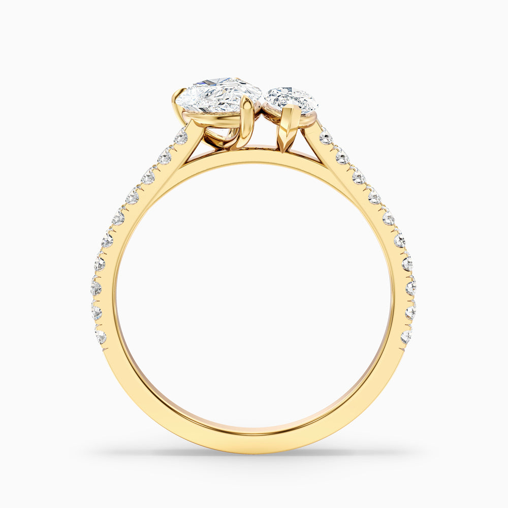 Emma Toi Et Moi Moissanite Ring in 14k Yellow Gold With Pear and Marquise Two Stone Diamond (4 Ct. Tw.) - Side View