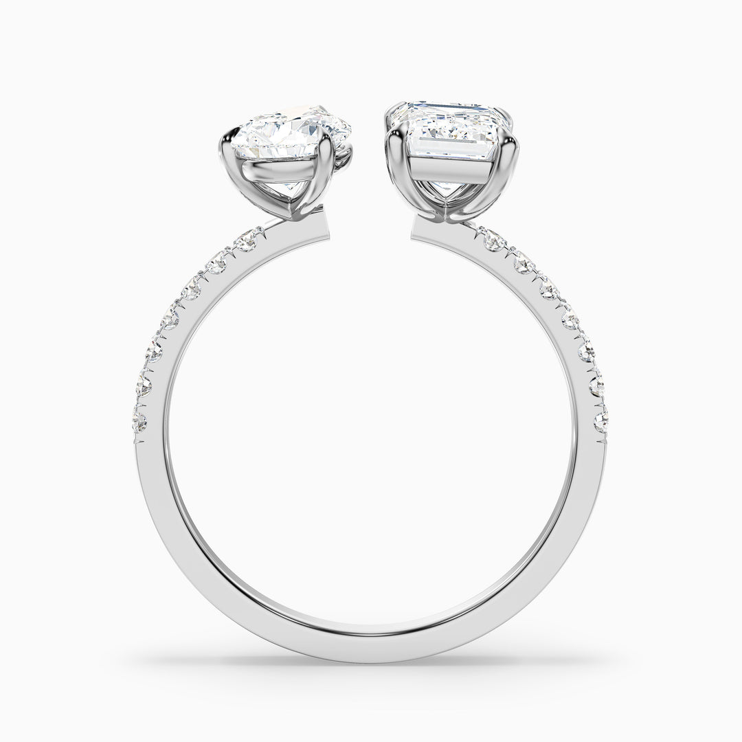 Rosie Toi Et Moi Engagement Ring in 10k White Gold With Pear and Emerald Two Stone Lab Grown Diamond (1.5 Ct. Tw.)