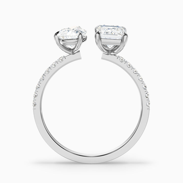 Rosie Toi Et Moi Engagement Ring in 10k White Gold With Pear and Emerald Two Stone Lab Grown Diamond (1.5 Ct. Tw.)