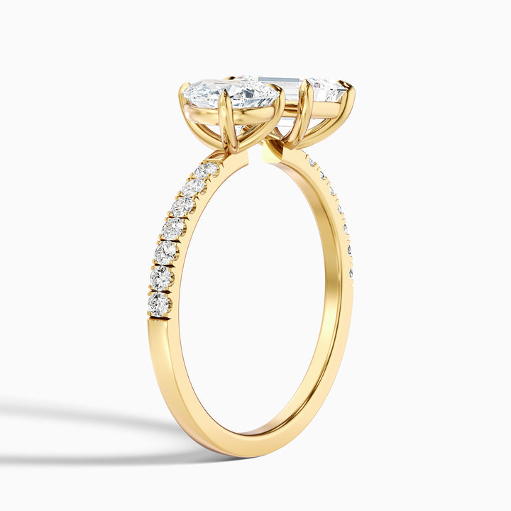 Rosie Toi Et Moi Engagement Ring in 18k Yellow Gold With Pear and Emerald Two Stone Lab Grown Diamond (2 Ct. Tw.)