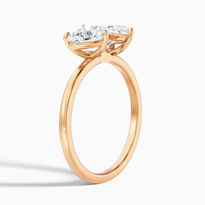 Lacey Toi Et Moi Ring in 10k Rose Gold With Heart and Pear Two Stone Lab Grown Diamond (2 Ct. Tw.) - Detail View