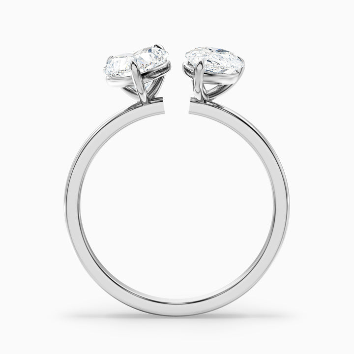 Lacey Toi Et Moi Engagement Ring in 925 Sterling Silver With Heart and Pear Two Stone Lab Grown Diamond (4.5 Ct. Tw.) - Side View