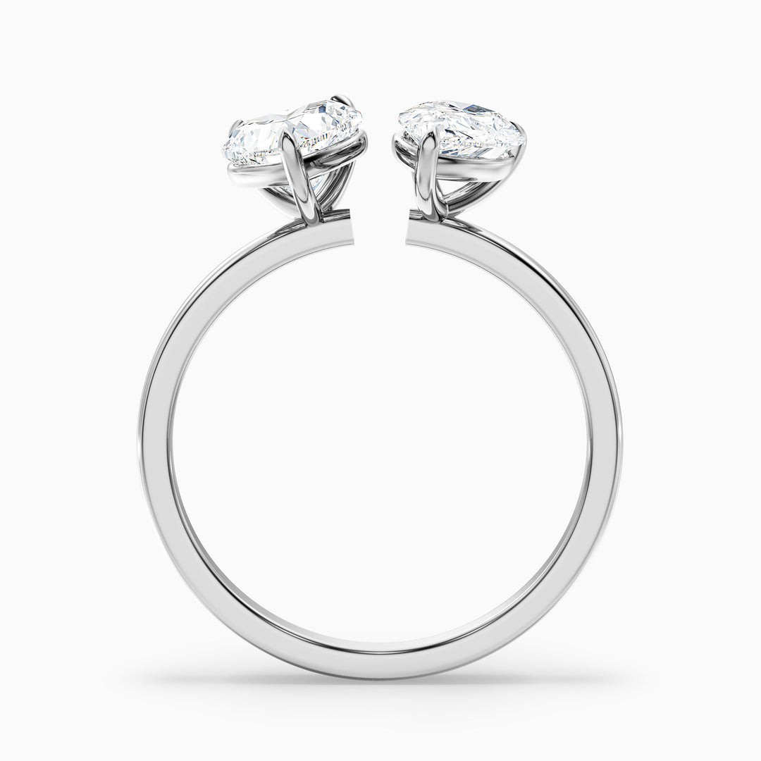 Kira Toi Et Moi Engagement Ring in 18k White Gold With Heart and Pear Two Stone Moissanite Diamond (1 Ct. Tw.) - Side View
