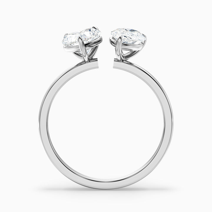 Kira Toi Et Moi Engagement Ring in 18k White Gold With Heart and Pear Two Stone Moissanite Diamond (1 Ct. Tw.) - Side View