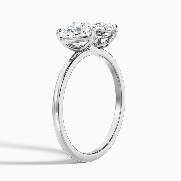 Lacey Toi Et Moi Engagement Ring in 925 Sterling Silver With Heart and Pear Two Stone Lab Grown Diamond (3 Ct. Tw.) - Detail View