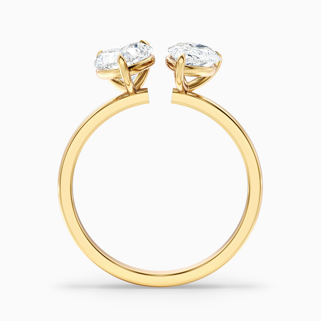 Lacey Toi Et Moi Ring in 10k Yellow Gold With Heart and Pear Two Stone Lab Grown Diamond (1.5 Ct. Tw.) - Side View