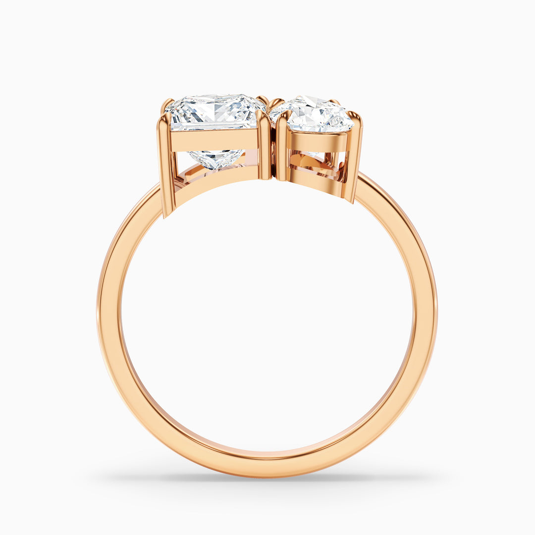 Jenny Toi Et Moi Engagement Ring in 10k Rose Gold With Princess and Pear Two Stone Lab Grown Diamond (1 Ct. Tw.) - Side View