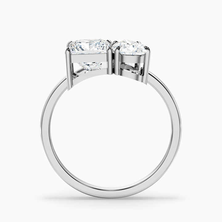 Jenny Toi Et Moi Diamond Ring in 925 Sterling Silver With Princess and Pear Two Stone Lab Grown Diamond (5 Ct. Tw.) - Side View