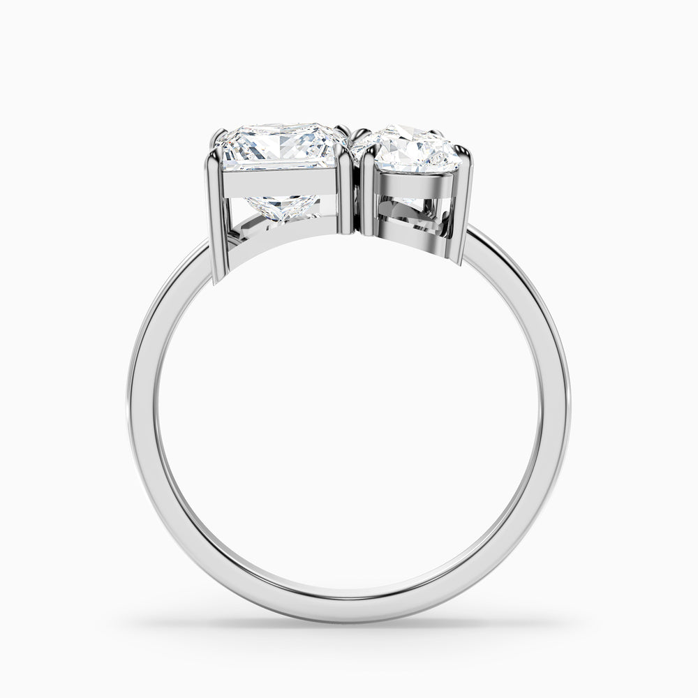 Jenny Toi Et Moi Engagement Ring in 10k White Gold With Princess and Pear Two Stone Lab Grown Diamond (3 Ct. Tw.) - Side View