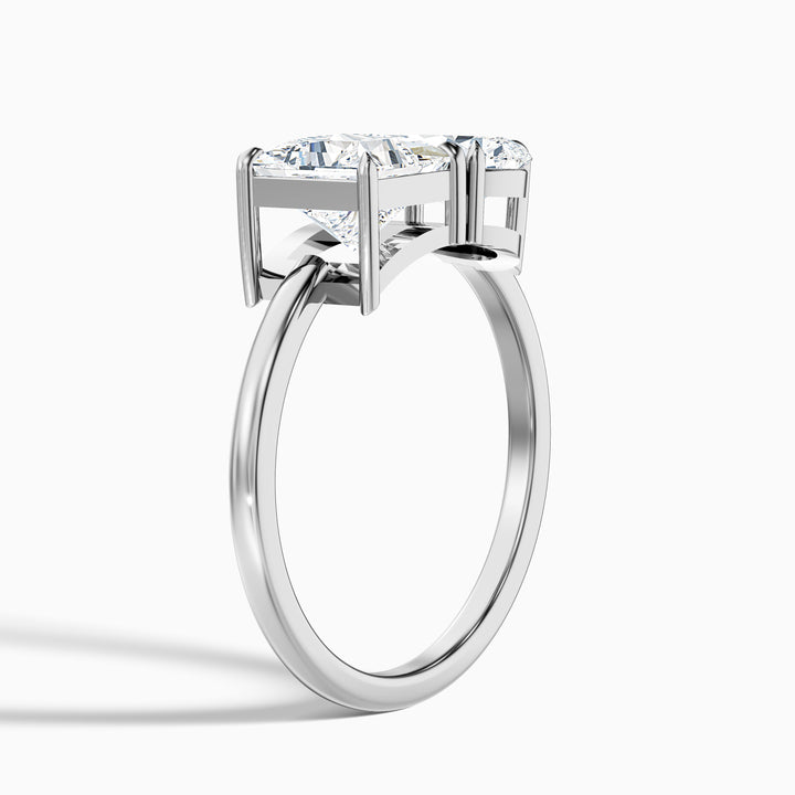 Jenny Toi Et Moi Engagement Ring in 10k White Gold With Princess and Pear Two Stone Lab Grown Diamond (3 Ct. Tw.) - Detail View