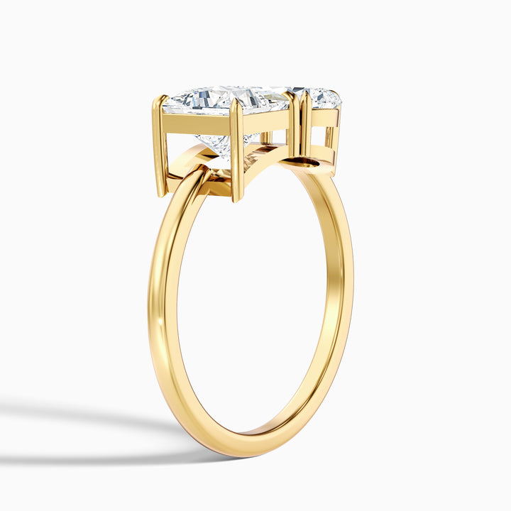 Rosie Toi Et Moi Moissanite Ring in 925 Sterling Silver With Princess and Pear Two Stone Diamond (3 Ct. Tw.) - Detail View