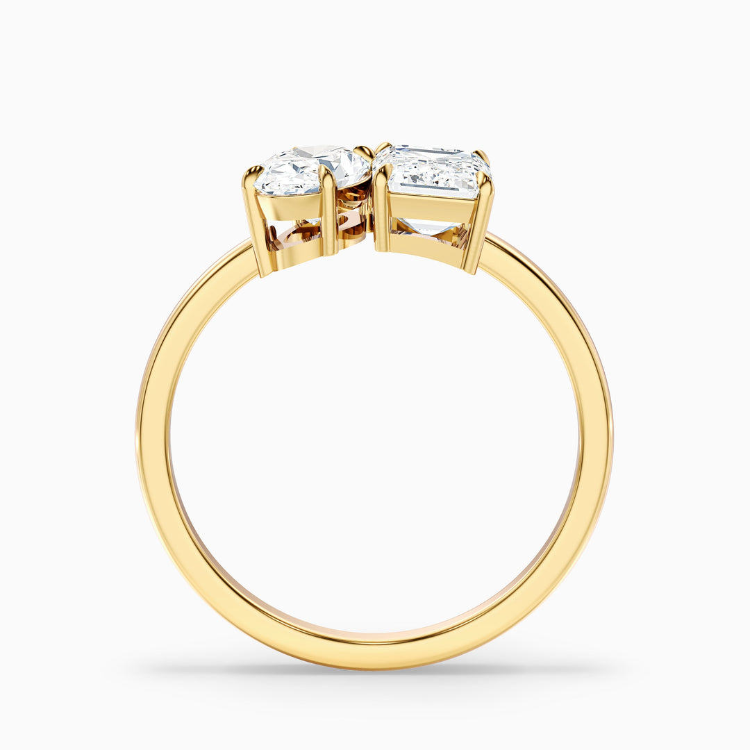 Emily Toi Et Moi Ring in 925 Sterling Silver With Oval and Emerald Two Stone Moissanite Diamond (3.5 Ct. Tw.) - Side View