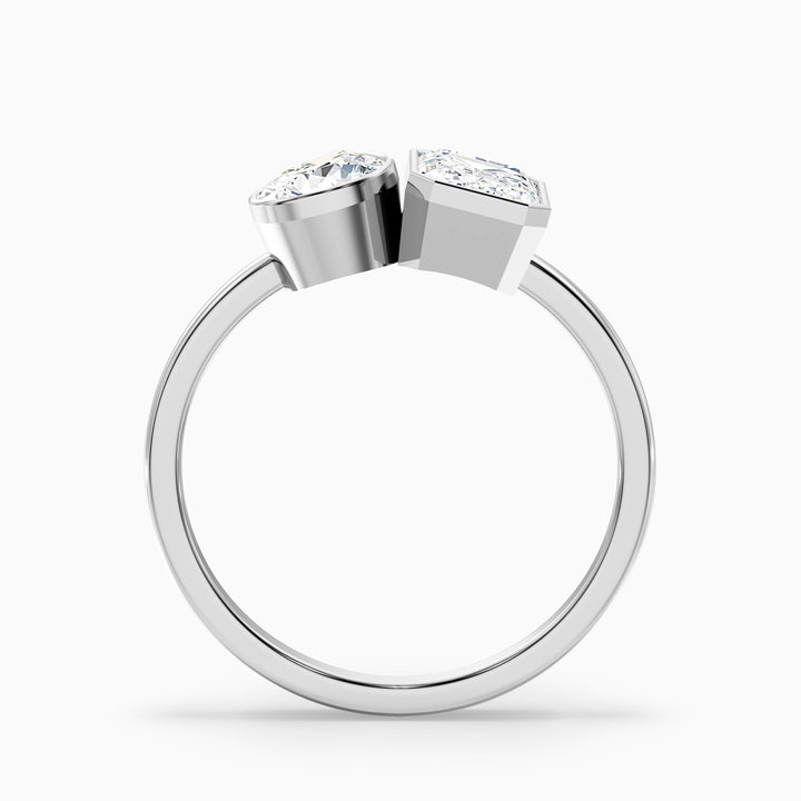 Tessa Toi Et Moi Engagement Ring in 925 Sterling Silver With Pear and Emerald Two Stone Moissanite Diamond (1 Ct. Tw.) - Side View