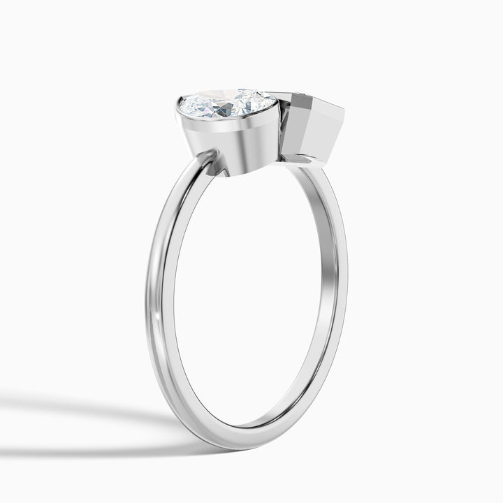 Tessa Toi Et Moi Engagement Ring in 925 Sterling Silver With Pear and Emerald Two Stone Moissanite Diamond (2.5 Ct. Tw.) - Detail View