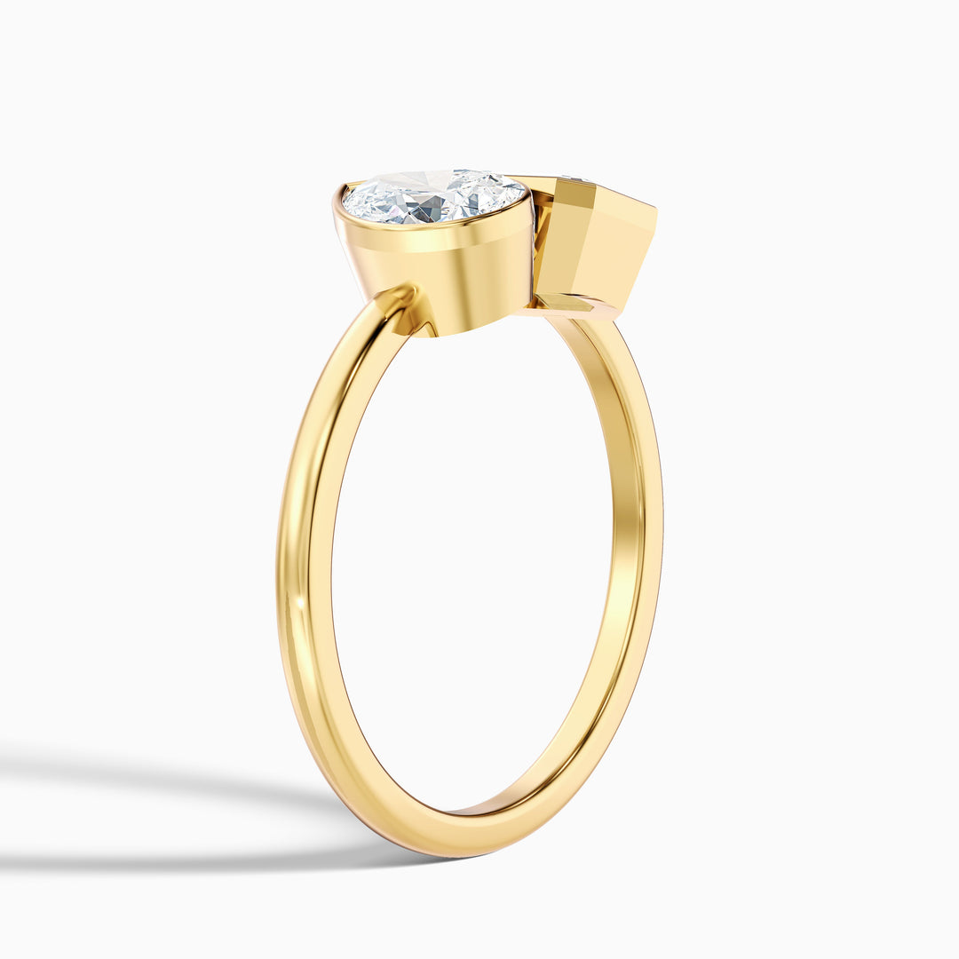 Tessa Toi Et Moi Engagement Ring in 925 Sterling Silver With Pear and Emerald Two Stone Moissanite Diamond (3.5 Ct. Tw.) - Detail View