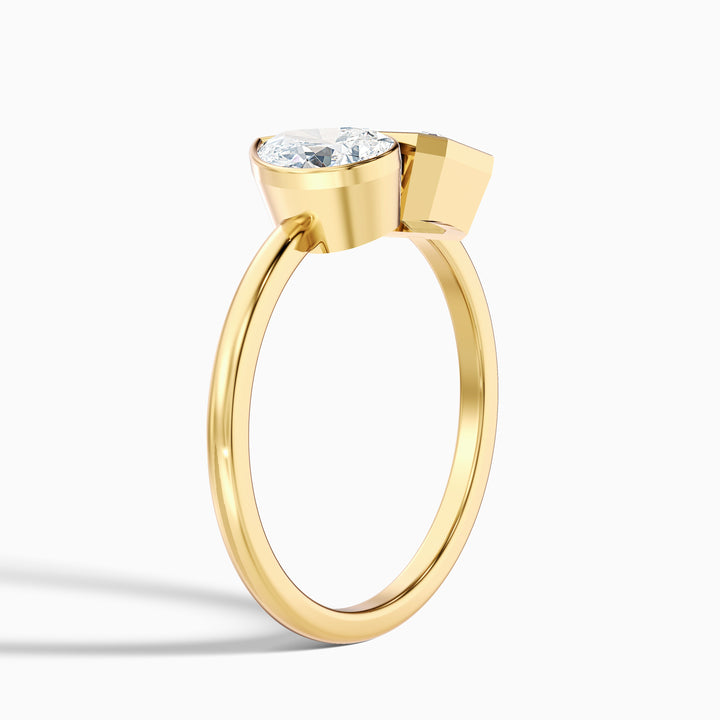 Cara Toi Et Moi Engagement Ring in 925 Sterling Silver With Pear and Emerald Two Stone Lab Grown Diamond (1.5 Ct. Tw.) - Detail View