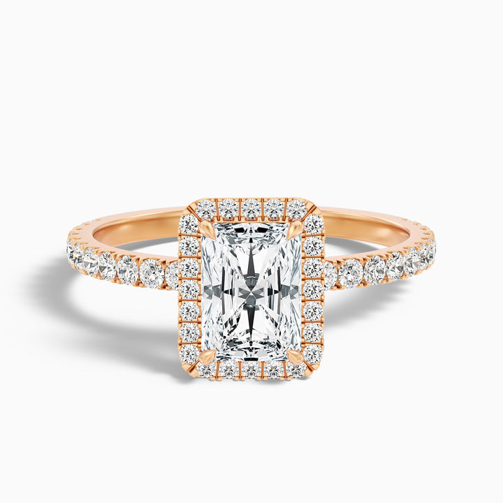 Becca 3 Carat Radiant Cut Halo Pave Set Lab Grown Diamond Ring in 925 Sterling Silver