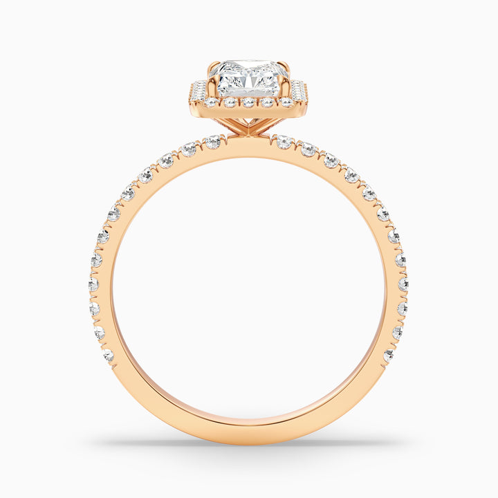 Becca 3 Carat Radiant Cut Halo Pave Set Lab Grown Diamond Ring in 925 Sterling Silver