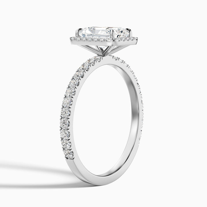 Becca 3 Carat Radiant Cut Halo Pave Set Lab Grown Diamond Ring in 925 Sterling Silver