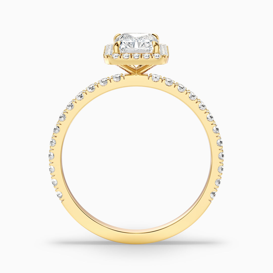 Becca 3 Carat Radiant Cut Halo Pave Set Lab Grown Diamond Ring in 925 Sterling Silver