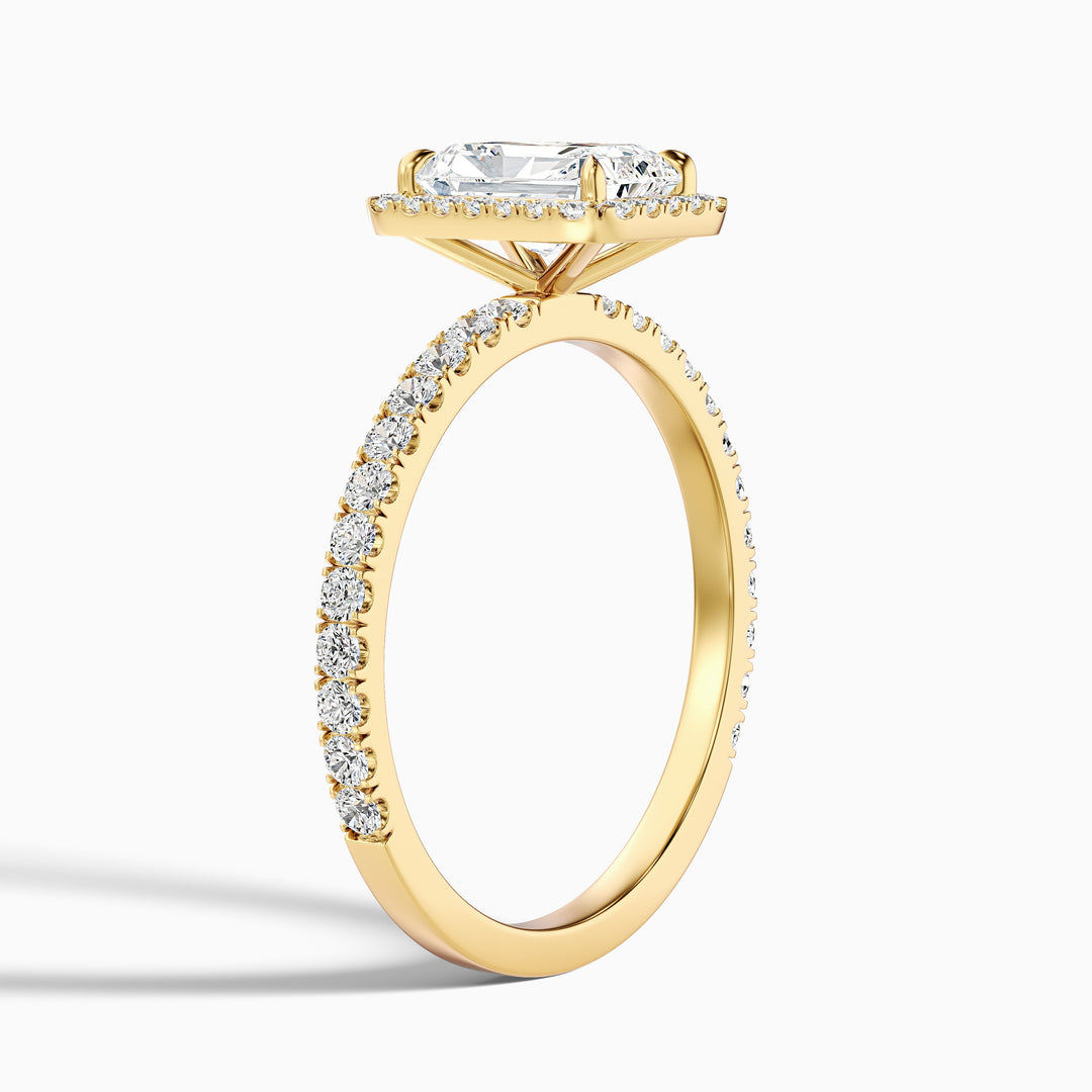 Becca 3 Carat Radiant Cut Halo Pave Set Lab Grown Diamond Ring in 925 Sterling Silver