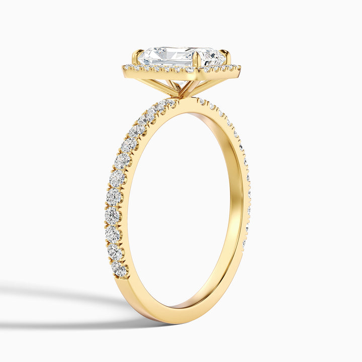 Becca 3 Carat Radiant Cut Halo Pave Set Lab Grown Diamond Ring in 925 Sterling Silver