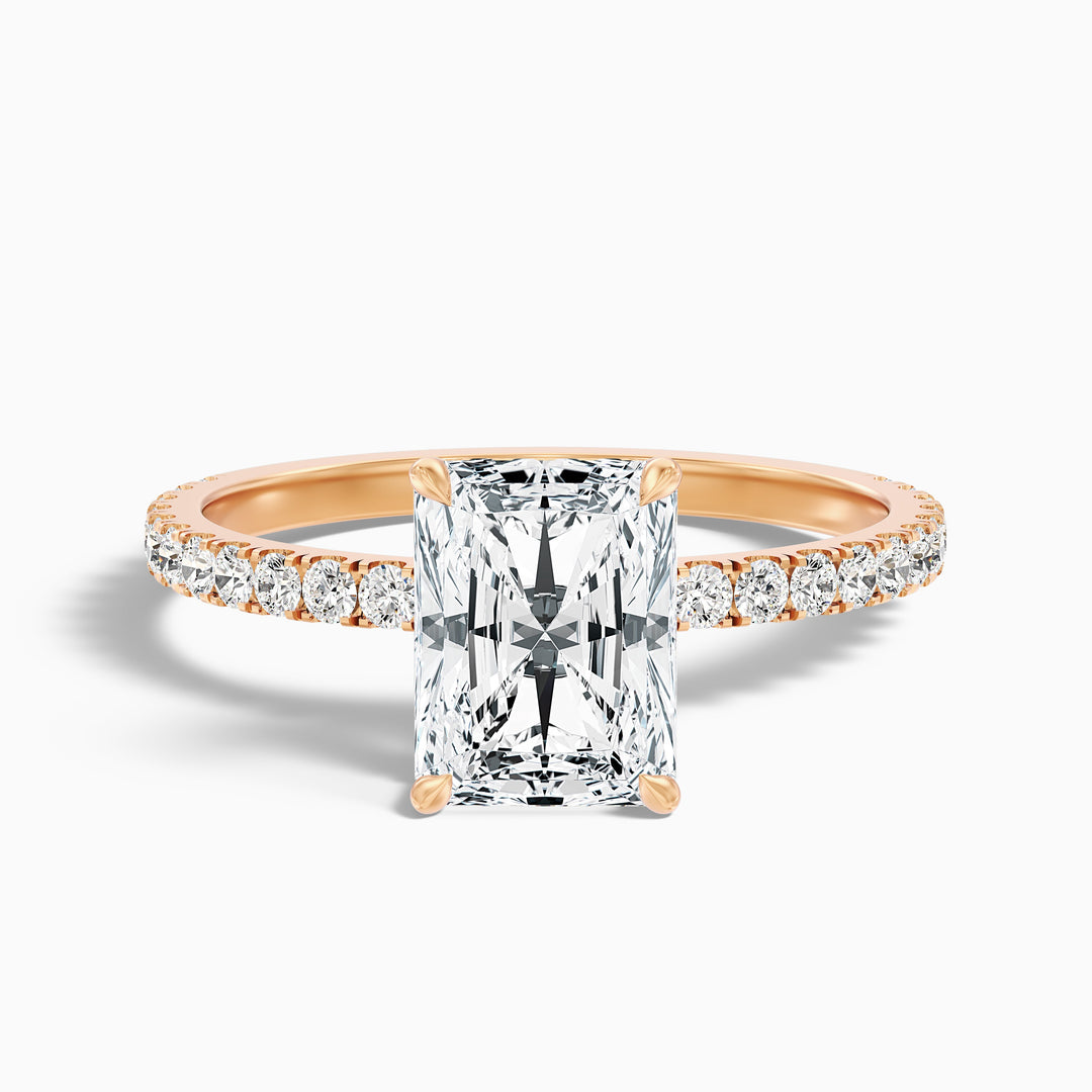 Casey 4.5 Carat Radiant Cut Hidden Halo Pave Lab Grown Diamond Ring in 925 Sterling Silver