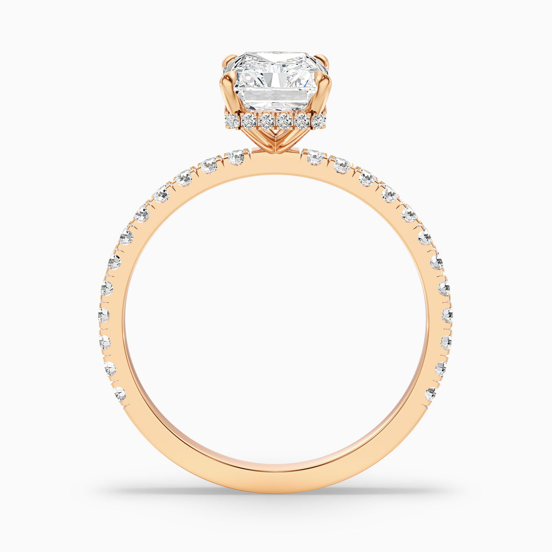 Casey 3 Carat Radiant Cut Hidden Halo Pave Lab Grown Diamond Ring in 925 Sterling Silver