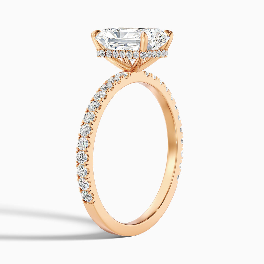 Casey 3 Carat Radiant Cut Hidden Halo Pave Lab Grown Diamond Ring in 925 Sterling Silver