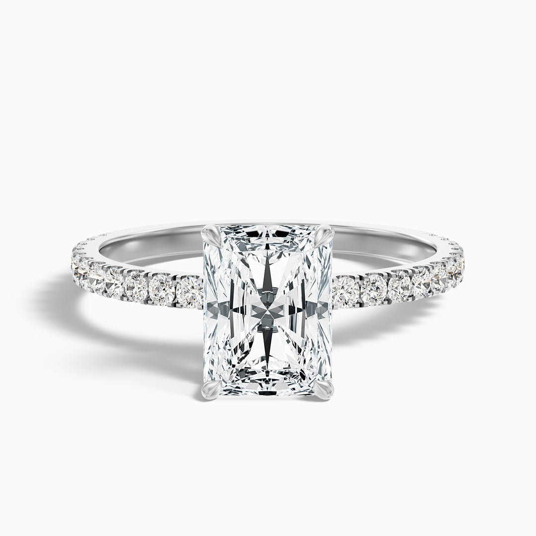 Casey 3 Carat Radiant Cut Hidden Halo Pave Lab Grown Diamond Ring in 925 Sterling Silver