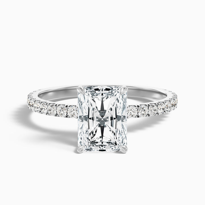 Casey 4.5 Carat Radiant Cut Hidden Halo Pave Lab Grown Diamond Ring in 925 Sterling Silver