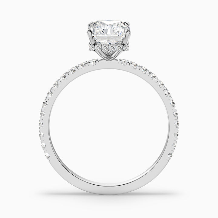 Casey 3 Carat Radiant Cut Hidden Halo Pave Lab Grown Diamond Ring in 925 Sterling Silver