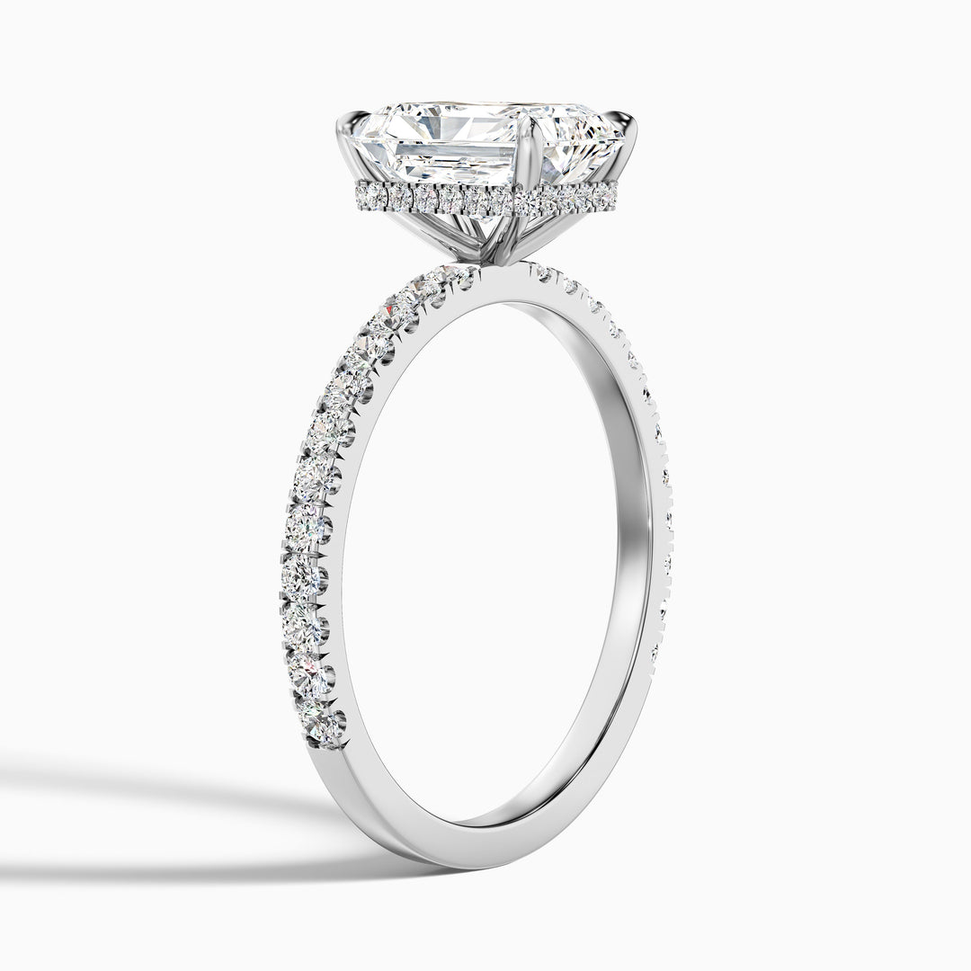Casey 4.5 Carat Radiant Cut Hidden Halo Pave Lab Grown Diamond Ring in 925 Sterling Silver