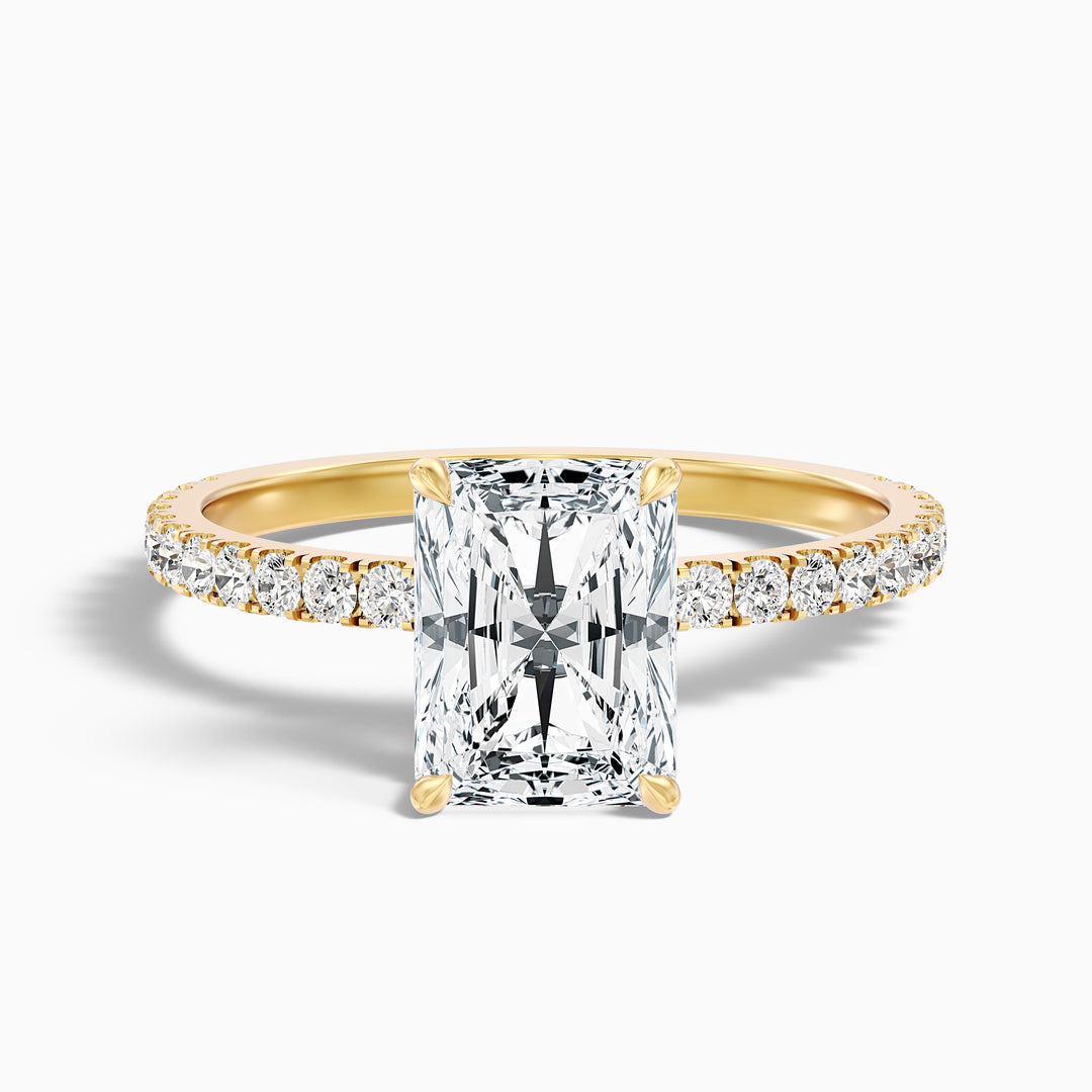 Casey 3.5 Carat Radiant Cut Hidden Halo Pave Lab Grown Diamond Ring in 925 Sterling Silver