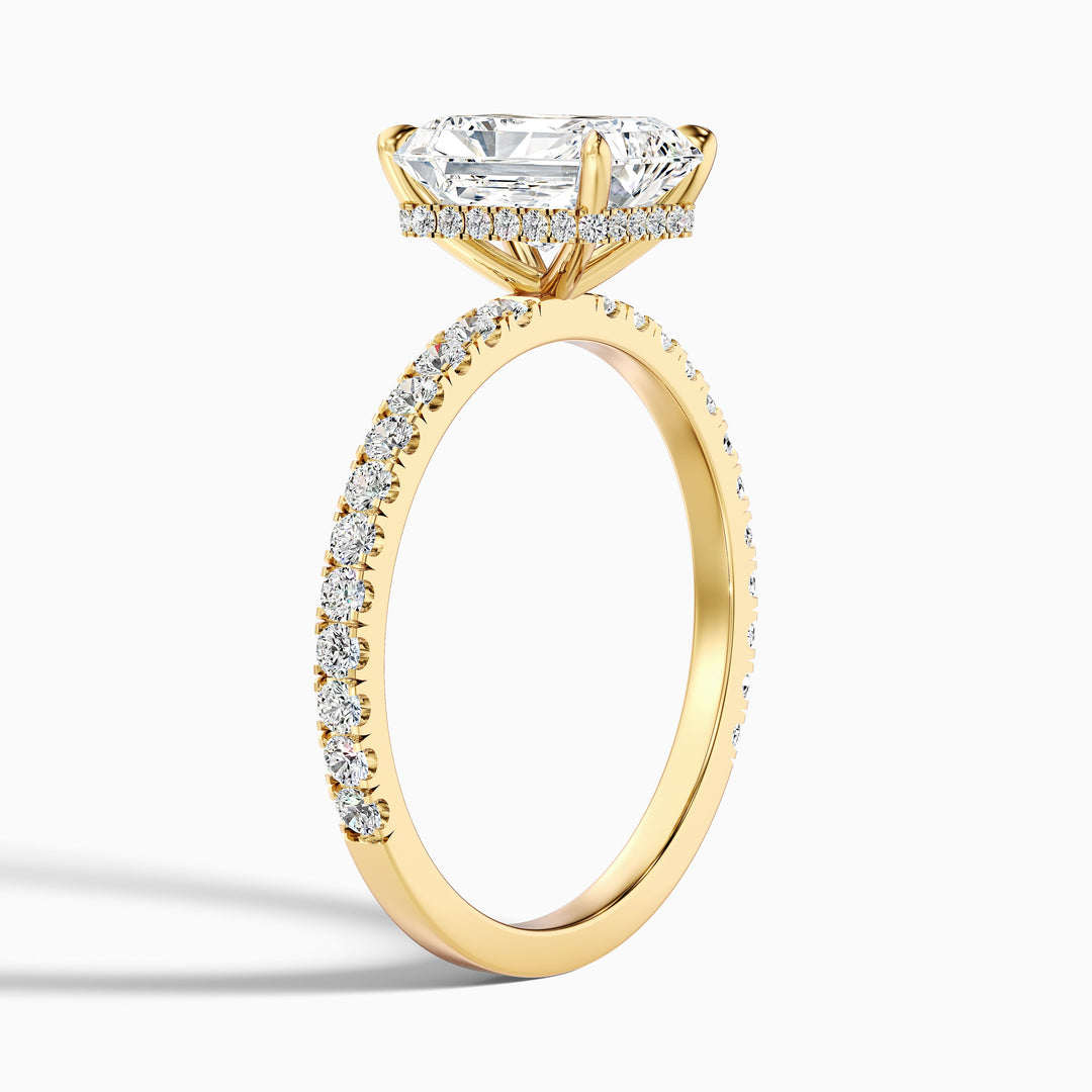 Casey 3 Carat Radiant Cut Hidden Halo Pave Lab Grown Diamond Ring in 925 Sterling Silver