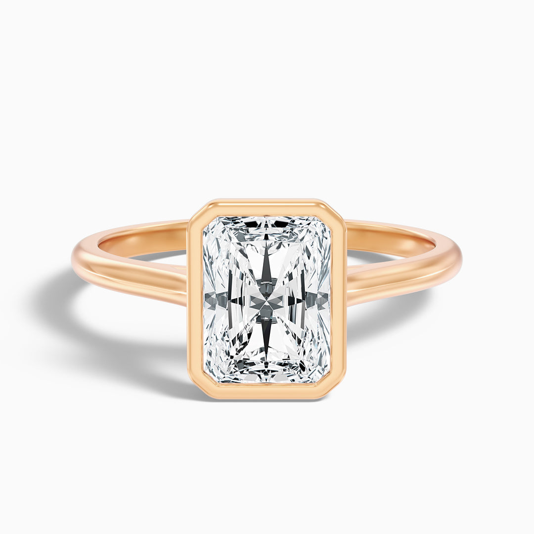 Emery 4.5 Carat Radiant Cut Bezel Set Solitaire Moissanite Engagement Ring in 18k White Gold