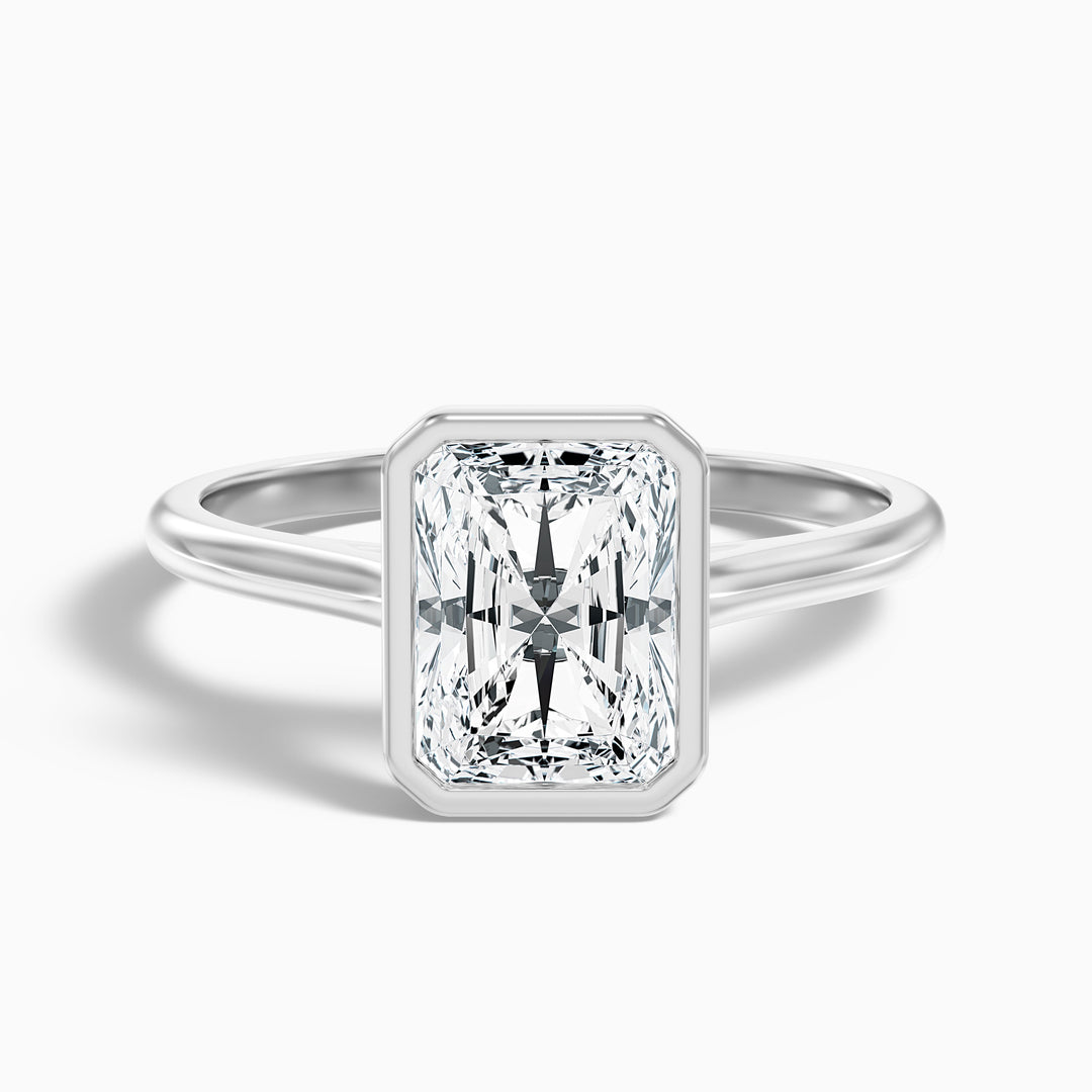 Emery 4.5 Carat Radiant Cut Bezel Set Solitaire Moissanite Engagement Ring in 18k White Gold