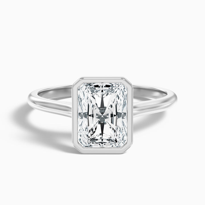 Emery 4.5 Carat Radiant Cut Bezel Set Solitaire Moissanite Engagement Ring in 18k White Gold
