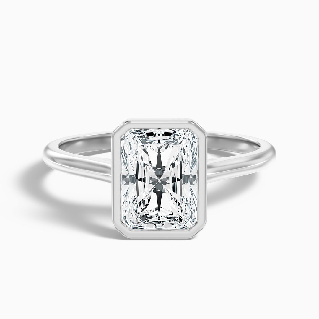 Erika 3.5 Carat Radiant Cut Bezel Set Lab Grown Diamond Ring in 925 Sterling Silver