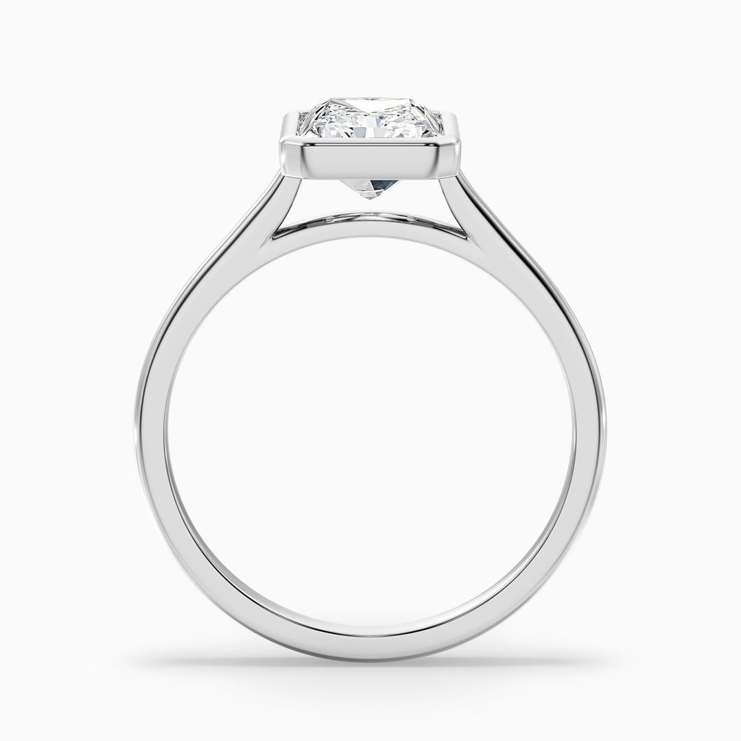 Emery 4.5 Carat Radiant Cut Bezel Set Solitaire Moissanite Engagement Ring in 18k White Gold