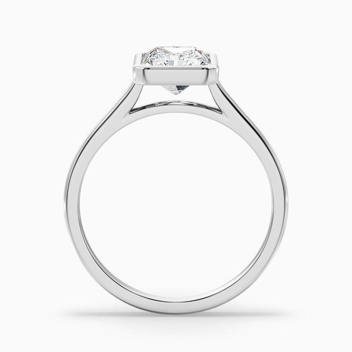 Emery 4.5 Carat Radiant Cut Bezel Set Solitaire Moissanite Engagement Ring in 18k White Gold