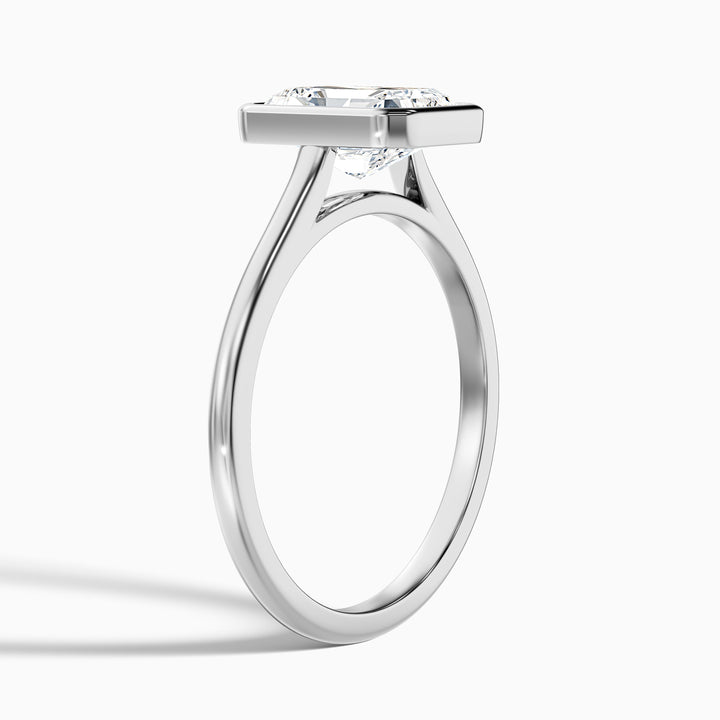 Emery 4.5 Carat Radiant Cut Bezel Set Solitaire Moissanite Engagement Ring in 18k White Gold