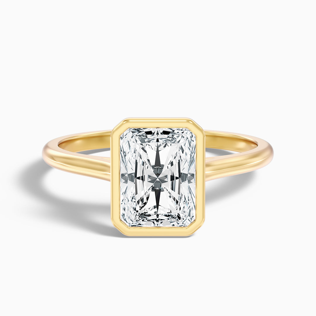 Emery 4.5 Carat Radiant Cut Bezel Set Solitaire Moissanite Engagement Ring in 18k White Gold