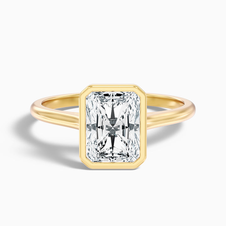 Emery 4.5 Carat Radiant Cut Bezel Set Solitaire Moissanite Engagement Ring in 18k White Gold
