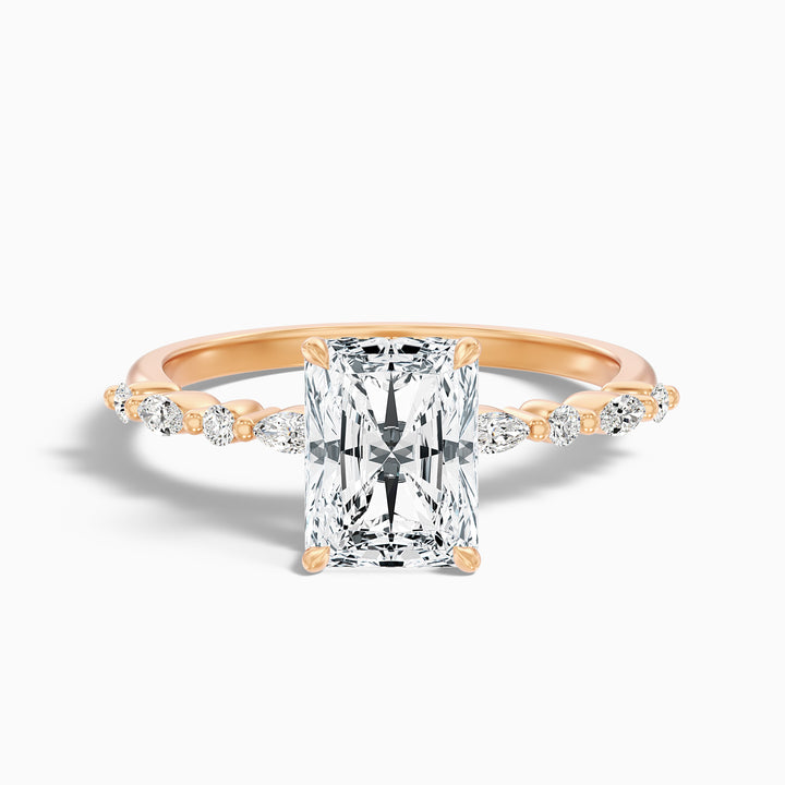 Gloria 2 Carat Radiant With Side Stone Hidden Halo Lab Grown Diamond Ring in 925 Sterling Silver