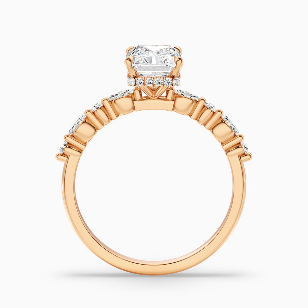 Gloria 5 Carat Radiant With Side Stone Hidden Halo Lab Grown Diamond Ring in Platinum