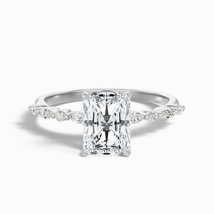 Gloria 5 Carat Radiant With Side Stone Hidden Halo Lab Grown Diamond Ring in Platinum