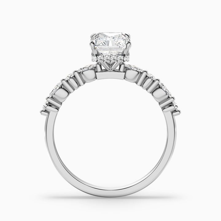Gloria 5 Carat Radiant With Side Stone Hidden Halo Lab Grown Diamond Ring in Platinum
