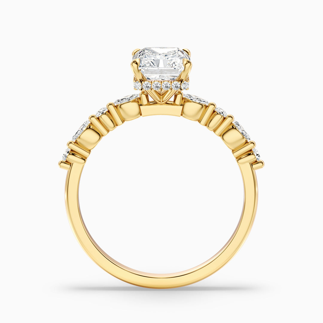 Gloria 5 Carat Radiant With Side Stone Hidden Halo Lab Grown Diamond Ring in Platinum