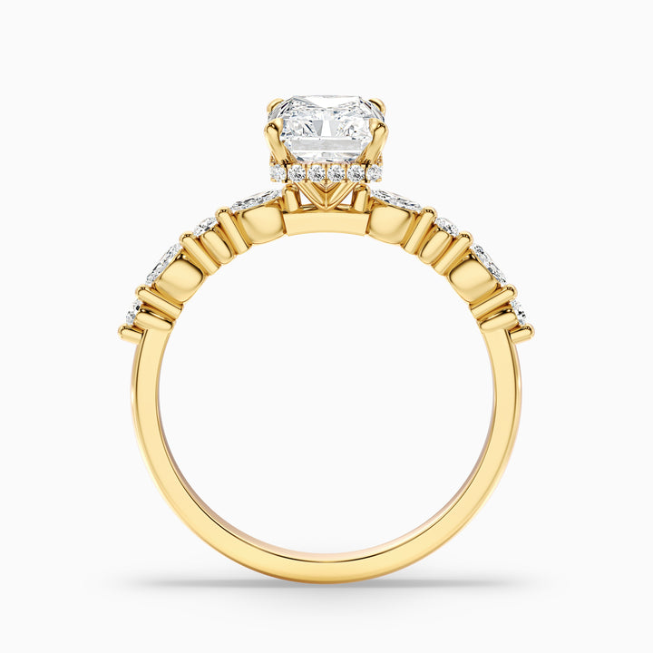 Gloria 5 Carat Radiant With Side Stone Hidden Halo Lab Grown Diamond Ring in Platinum